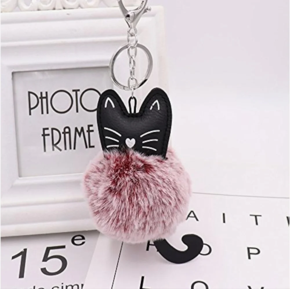 Cute Cat Pom Pom Key Chain